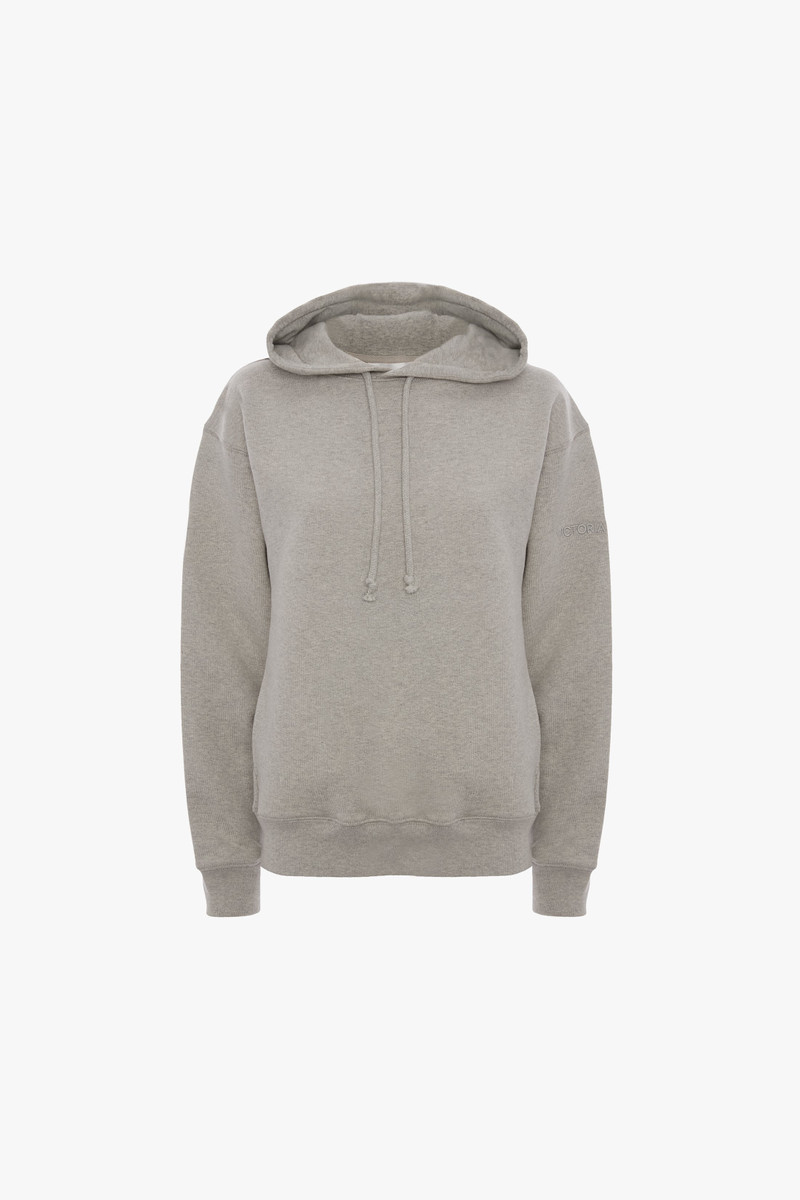 Logo Embroidered Hoodie In Grey Marl 1