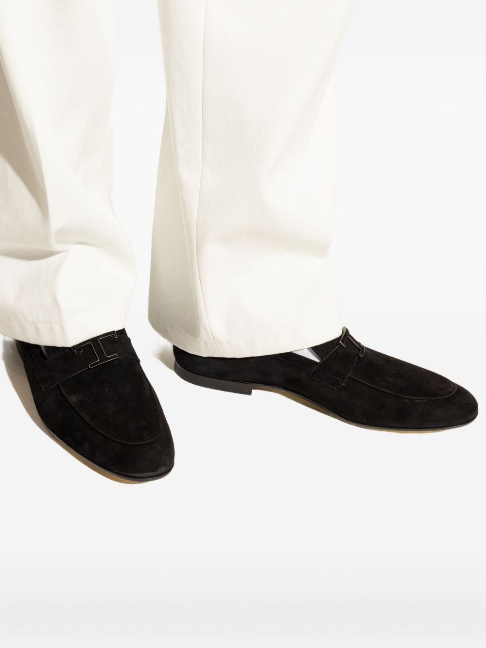 logo-plaque suede loafers - 2