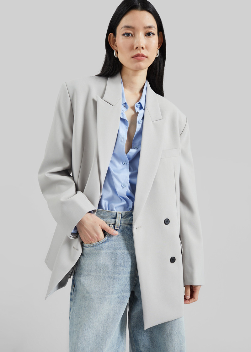 Leven Double-Breasted Blazer - Light Grey 7