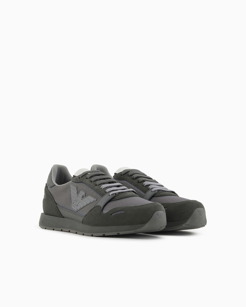 Mesh sneakers with suede details and eagle patch 2