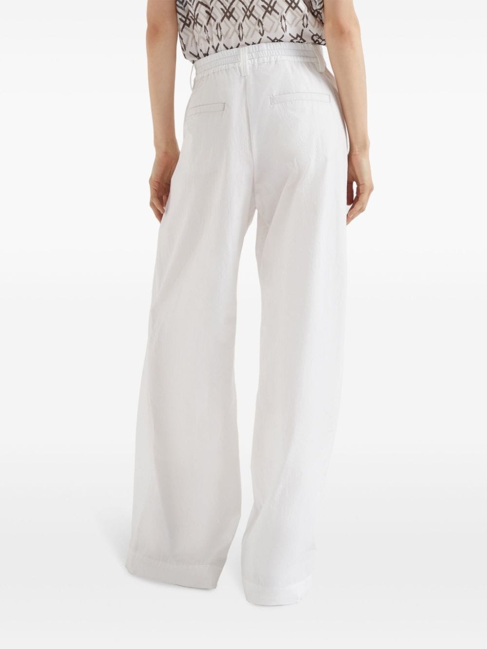 wide-leg cotton trousers - 4