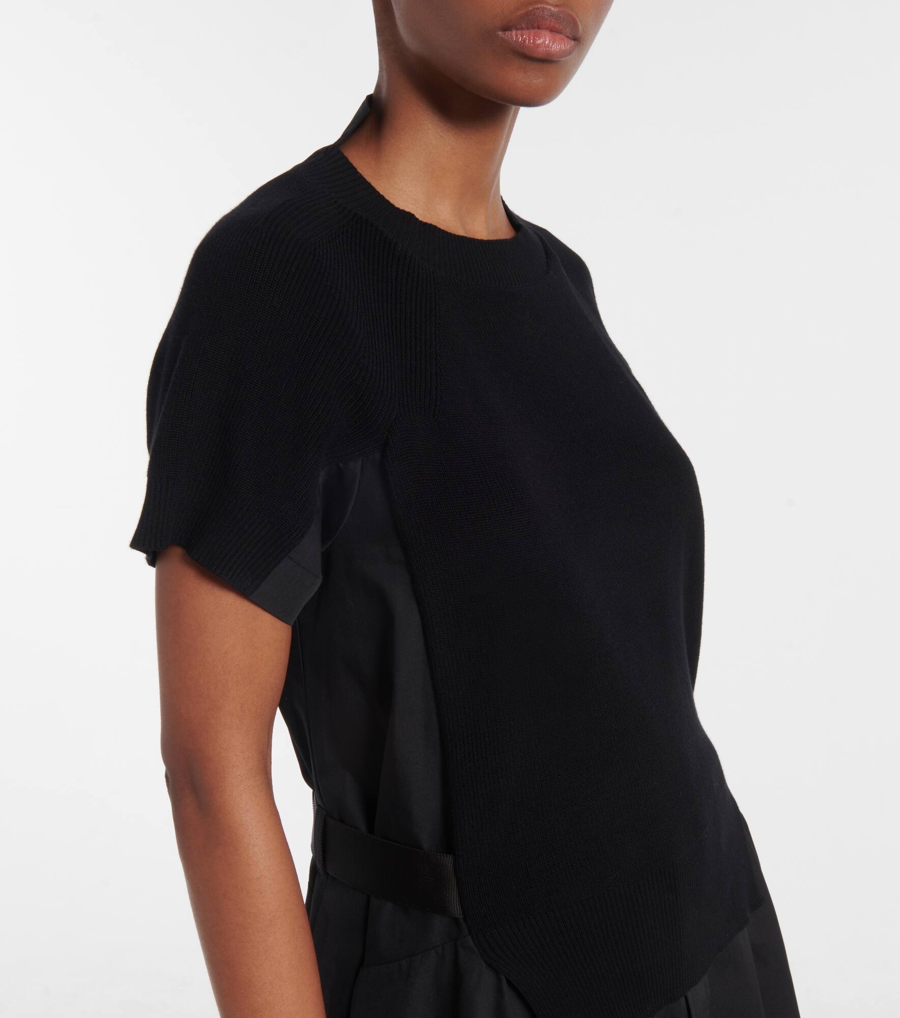 Striped jersey and poplin shirt dress - 4