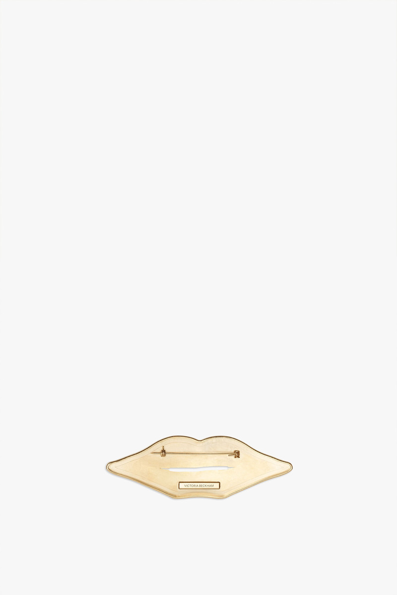 Victoria Beckham Brass Lips Brooch in Gold outlook