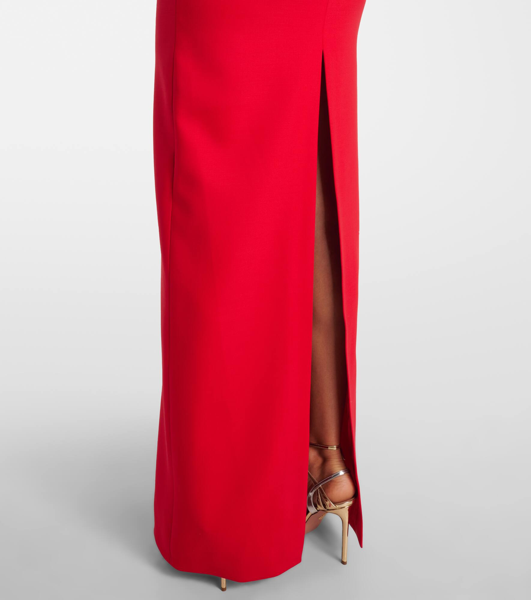 Velvet-trimmed wool-blend gown - 5