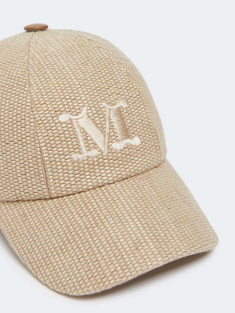 Max Mara CIRCENSE Raffia-effect basketweave baseball hat - ICE outlook