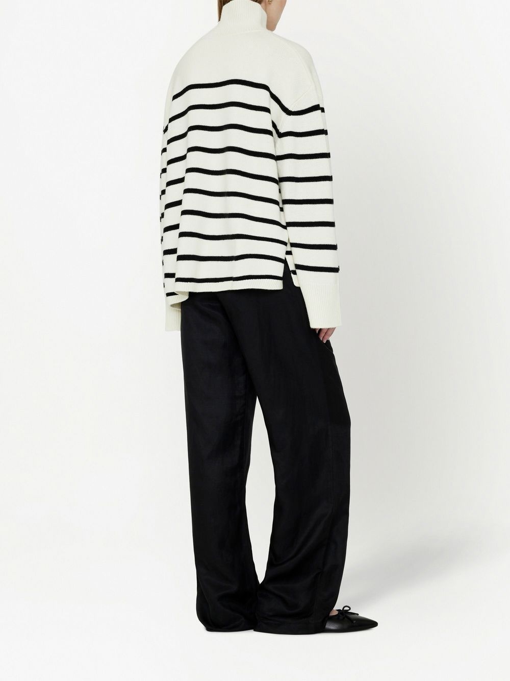 horizontal stripes funnel-neck jumper - 3