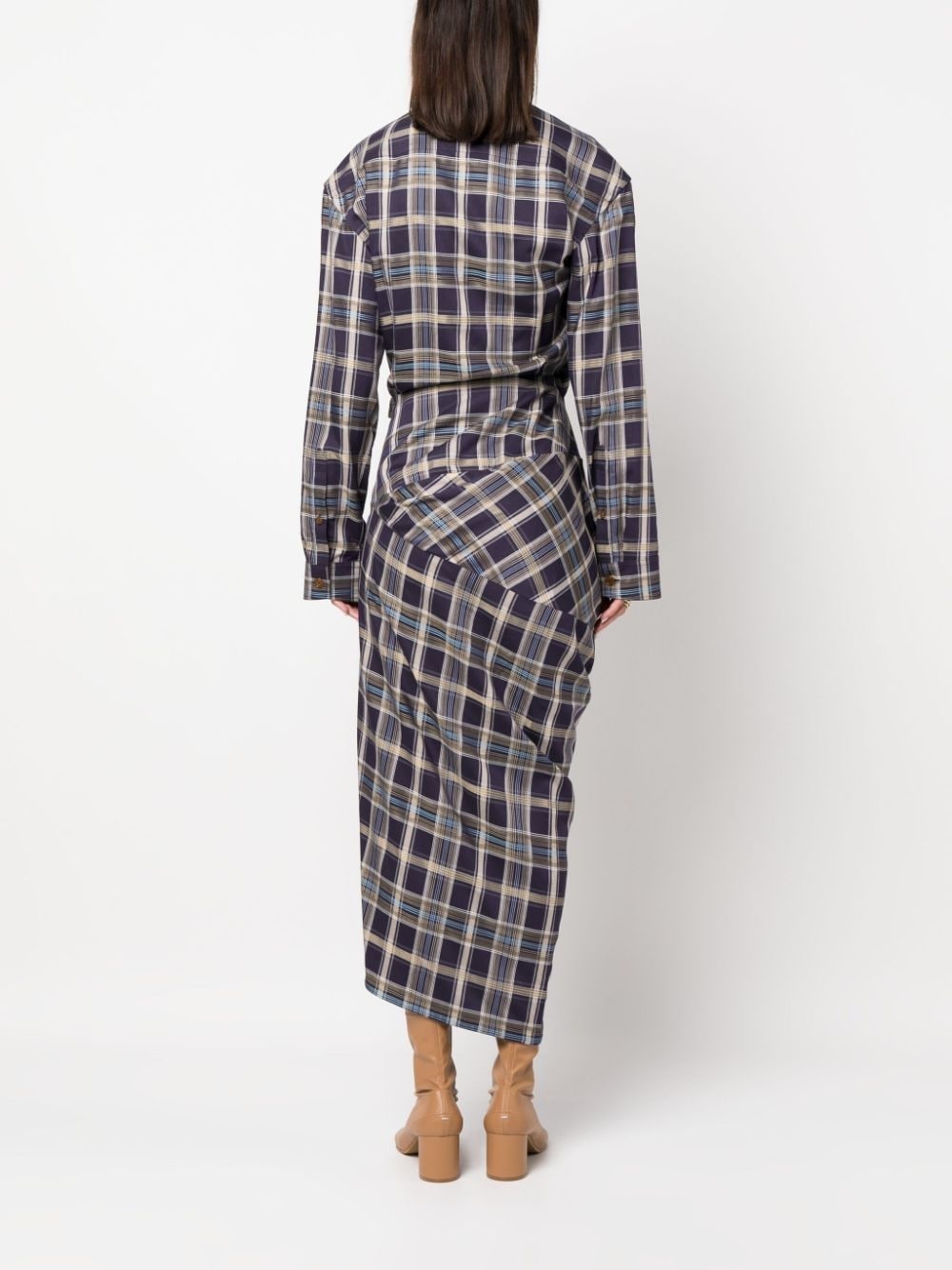 high-neck asymmetric long dress - 4