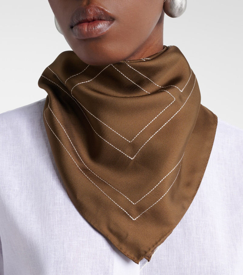 TOTEME Embroidered monogram silk scarf outlook