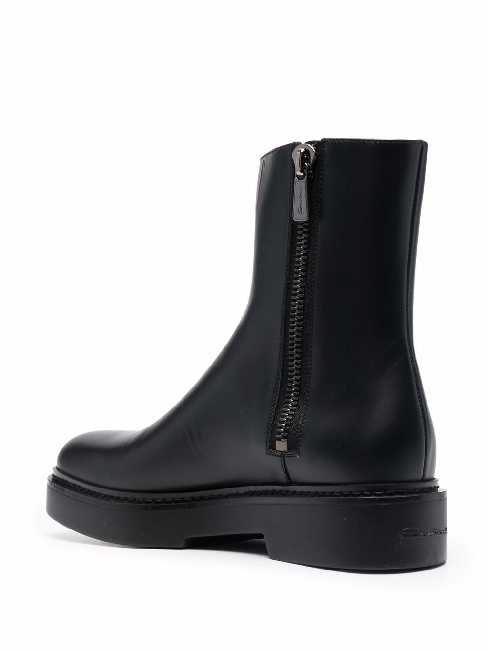 low-heel leather boots - 3