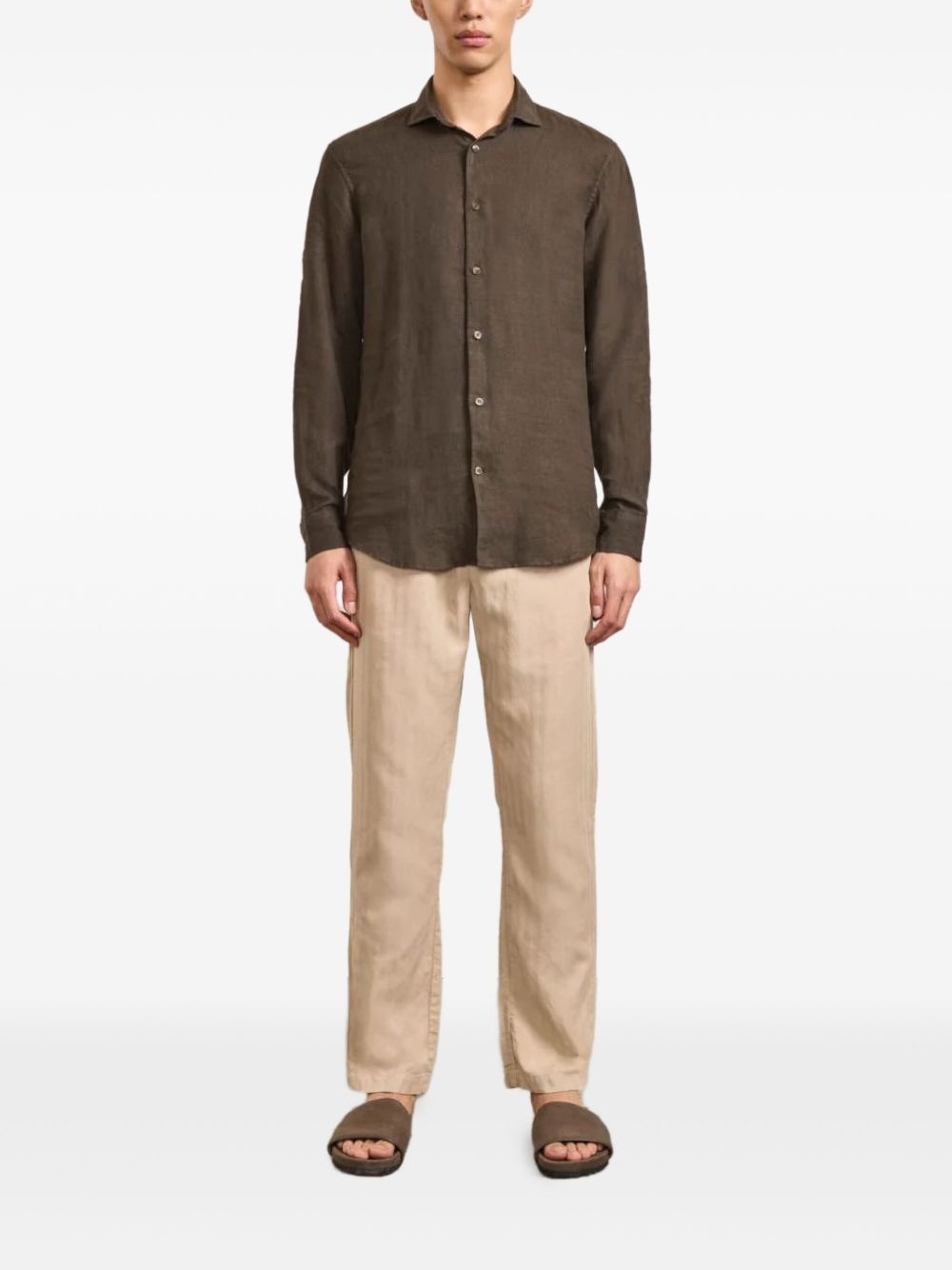 long-sleeved linen shirt - 2