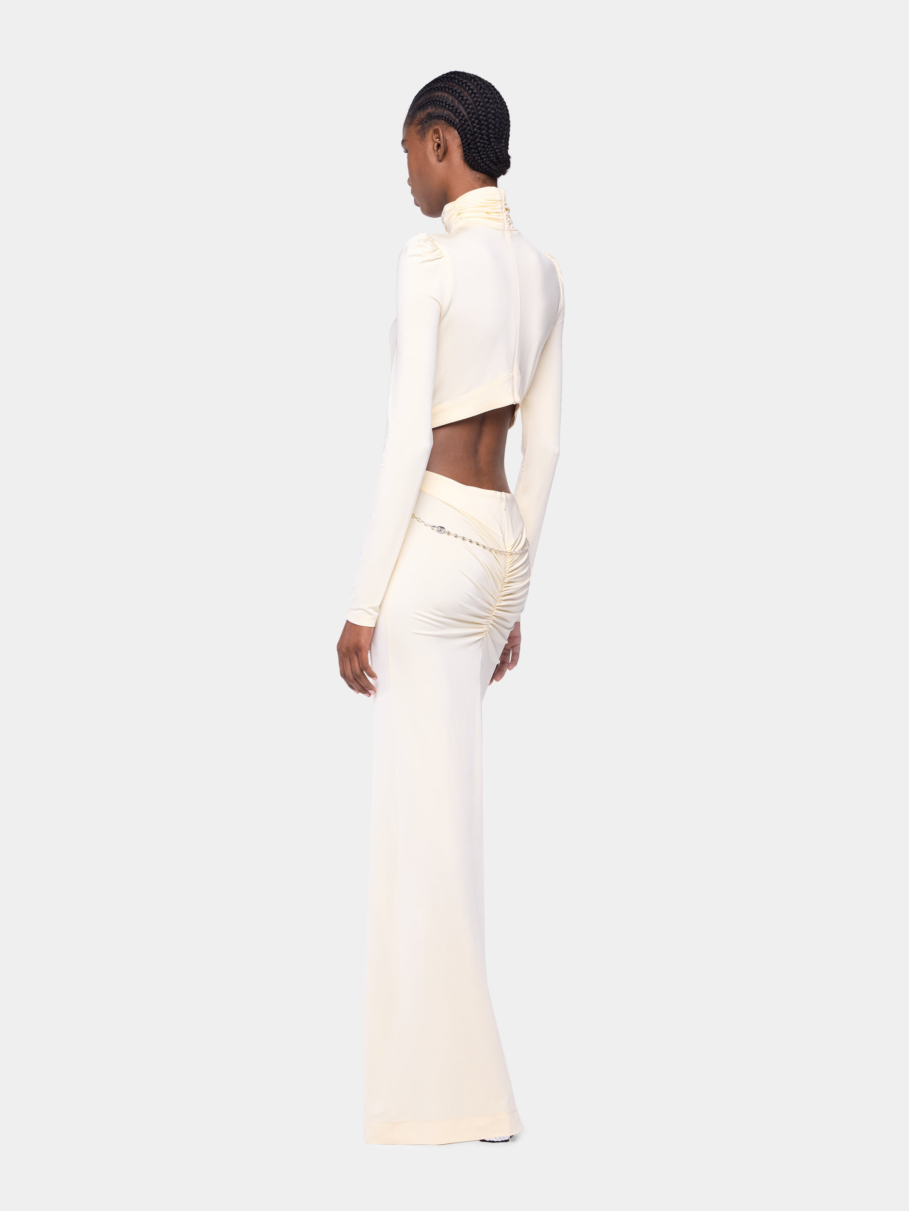 CREAM LONG DRESS IN JERSEY - 5