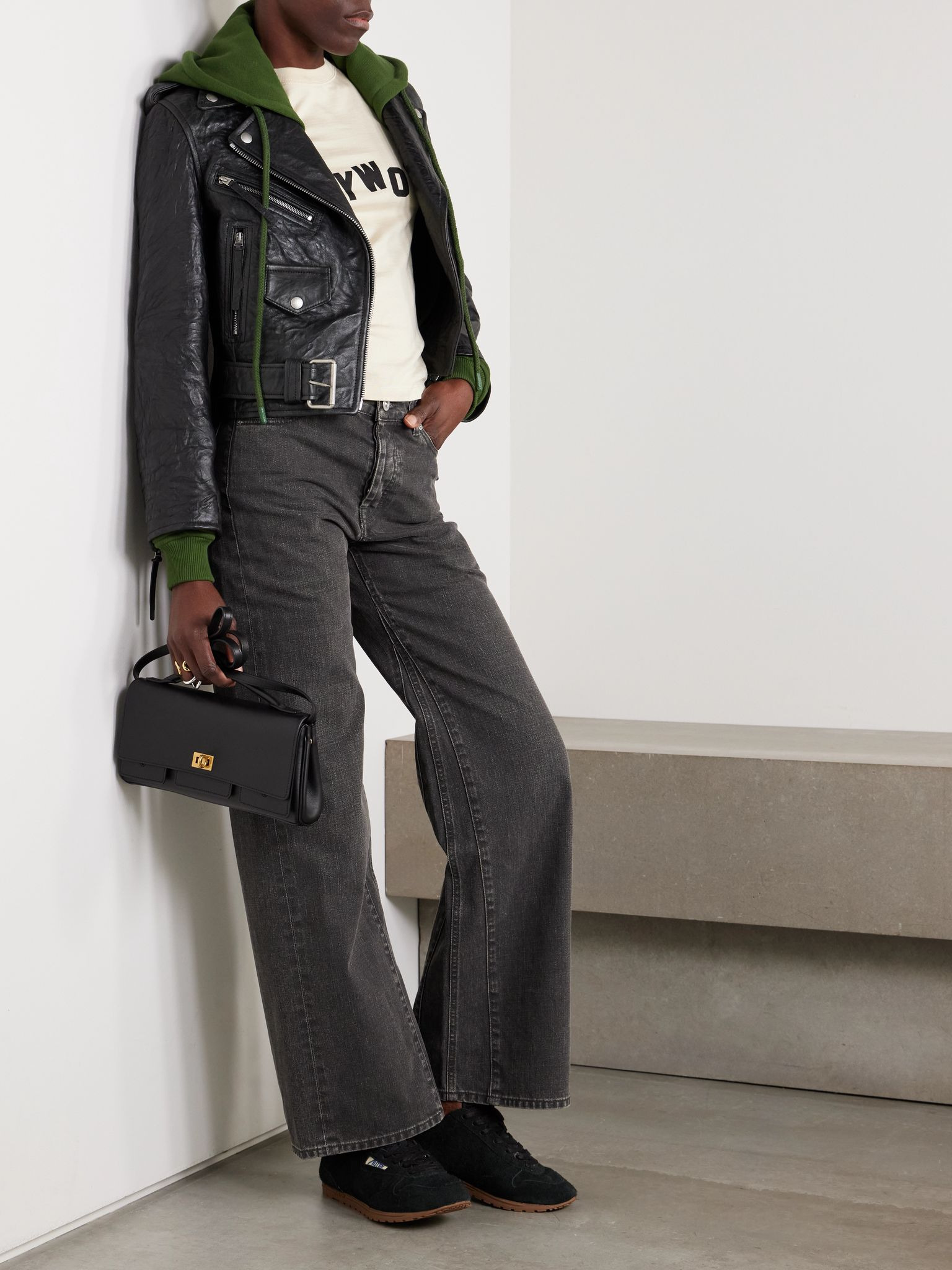 Treble Cut paneled high-rise wide-leg jeans Gray - 2