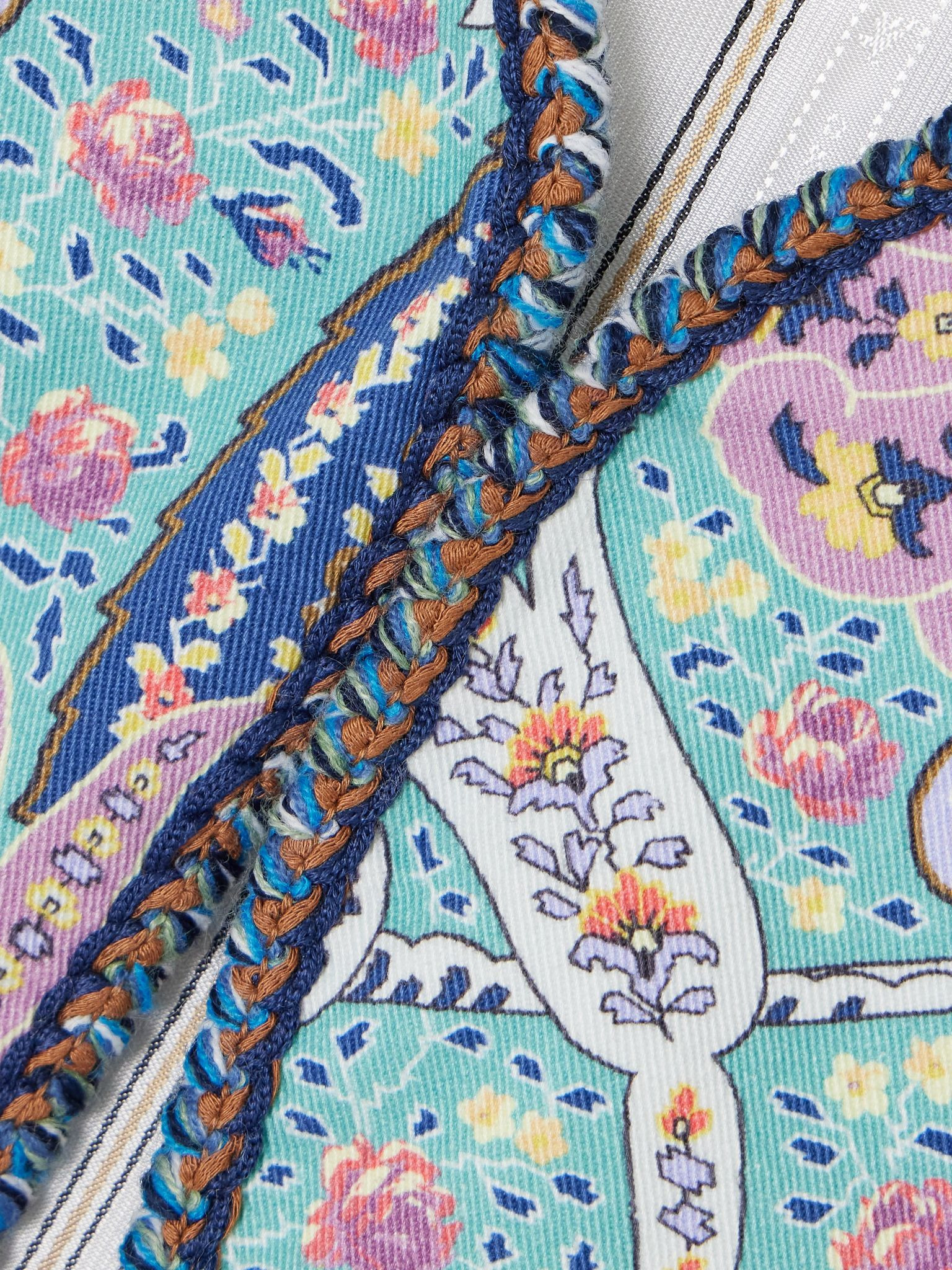 Cropped embroidered denim vest Light blue - 5