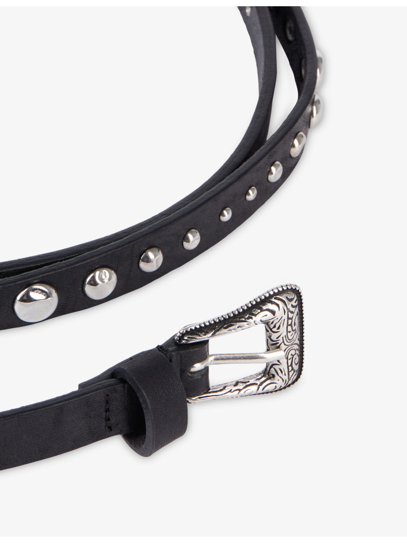 The Kooples Studded thin double-wrap leather belt outlook