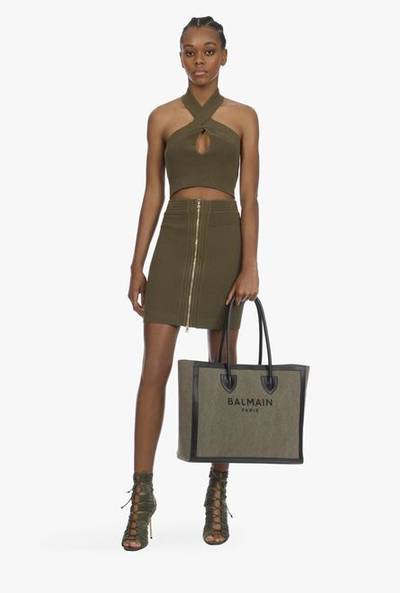 Balmain Short khaki knit high-waisted skirt outlook