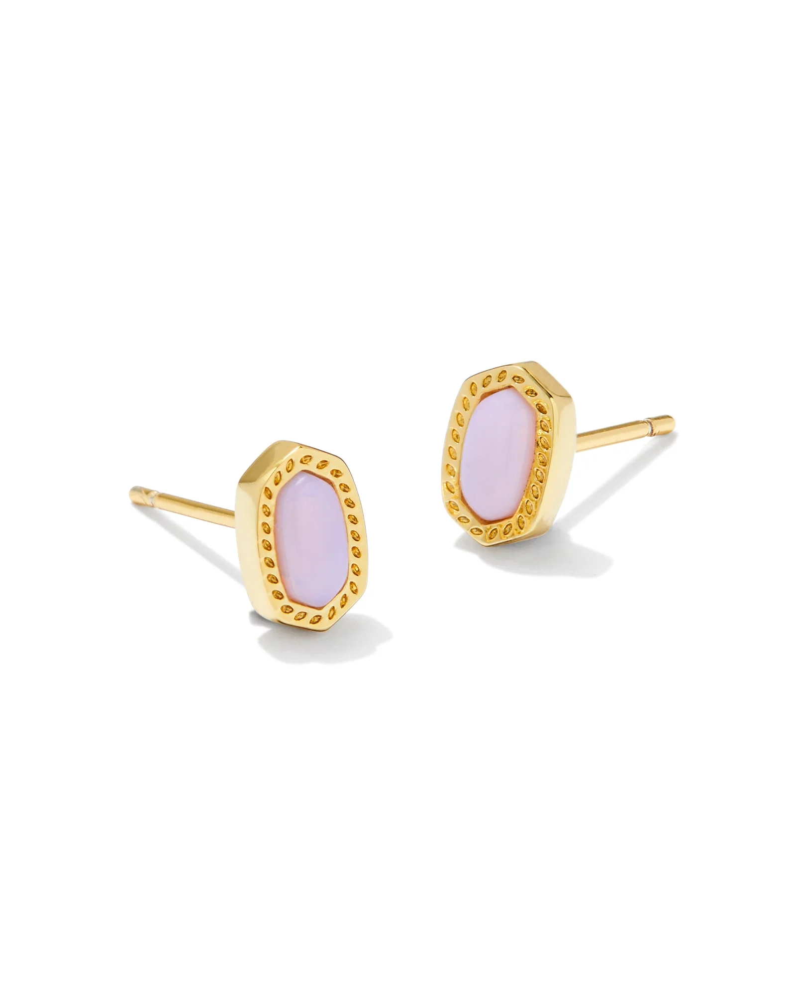 Mini Ellie Gold Stud Earrings in Pink Opalite Crystal - 1