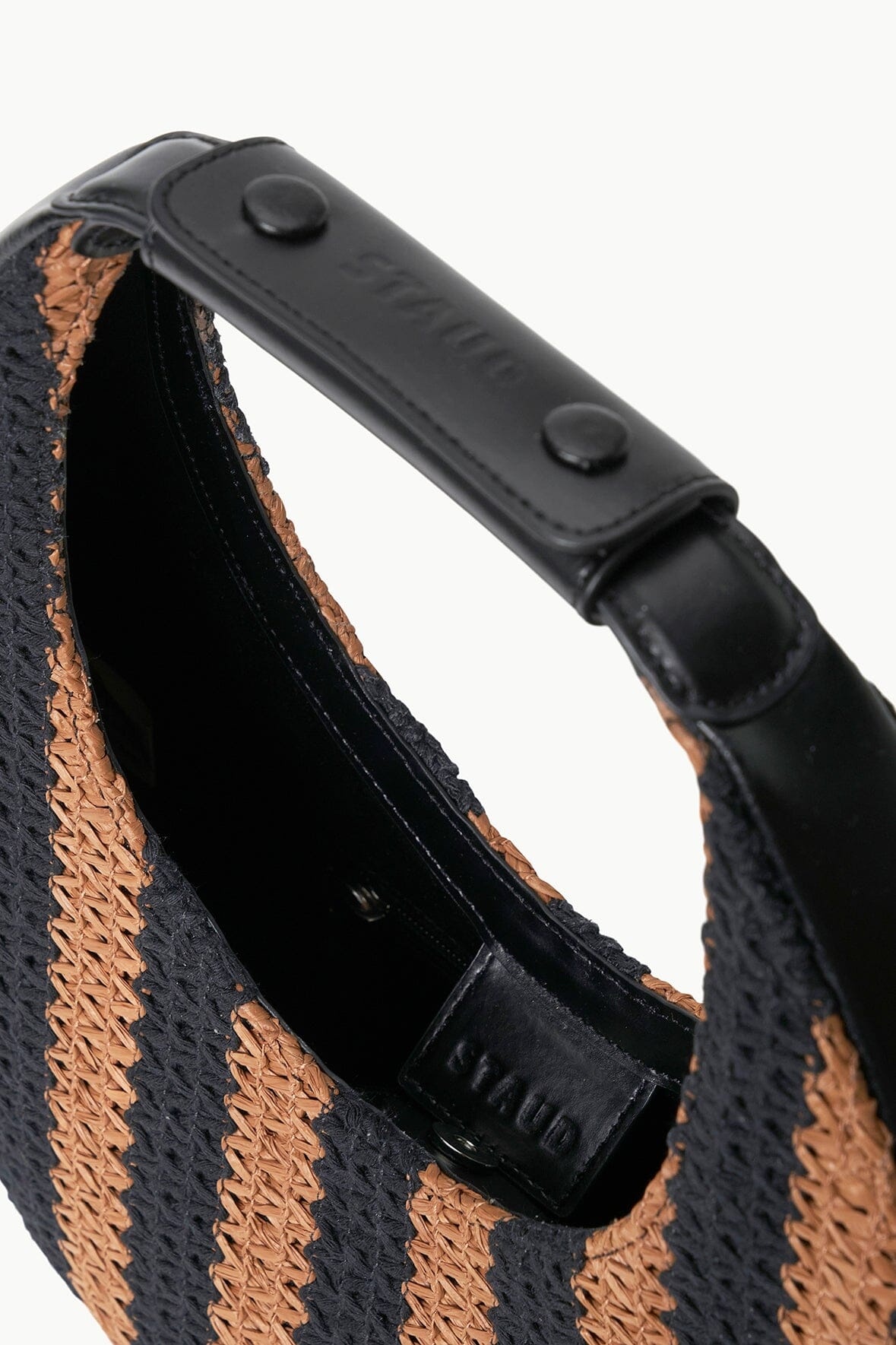 STAUD MOON TOTE BAG BLACK TAN SEASHORE STRIPE - 4