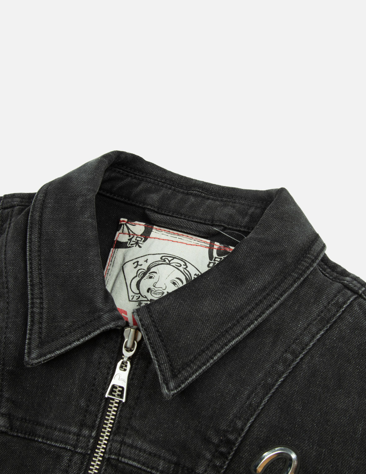 SEAGULL AND LOGO LASER PRINT FASHION FIT DENIM CORSET JACKET - 3