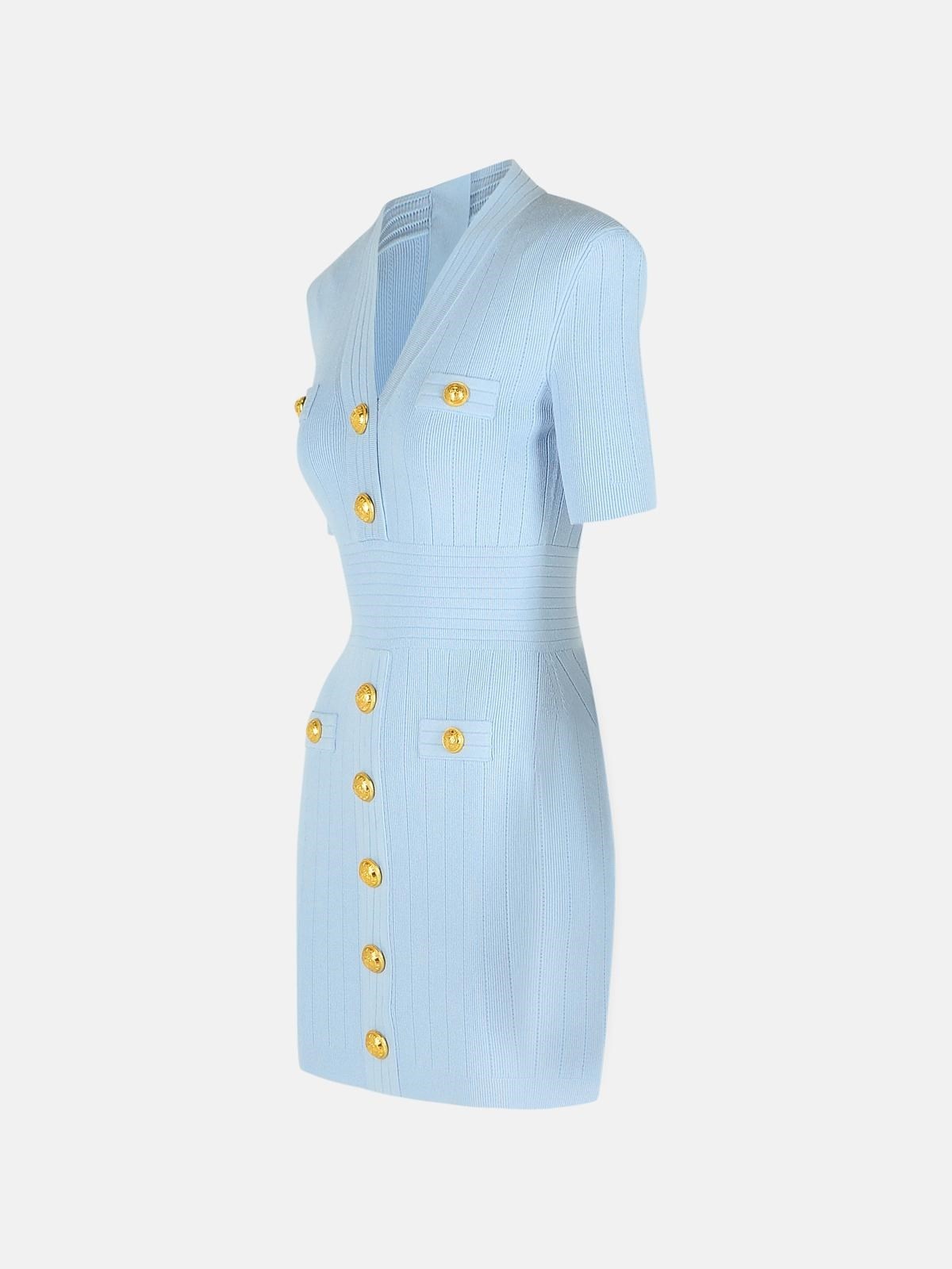 【関税＆送料込み】Balmain Light Blue Viscose Blend Miniski ミニスカート Balmain Light Blue Viscose Blend Miniskirt