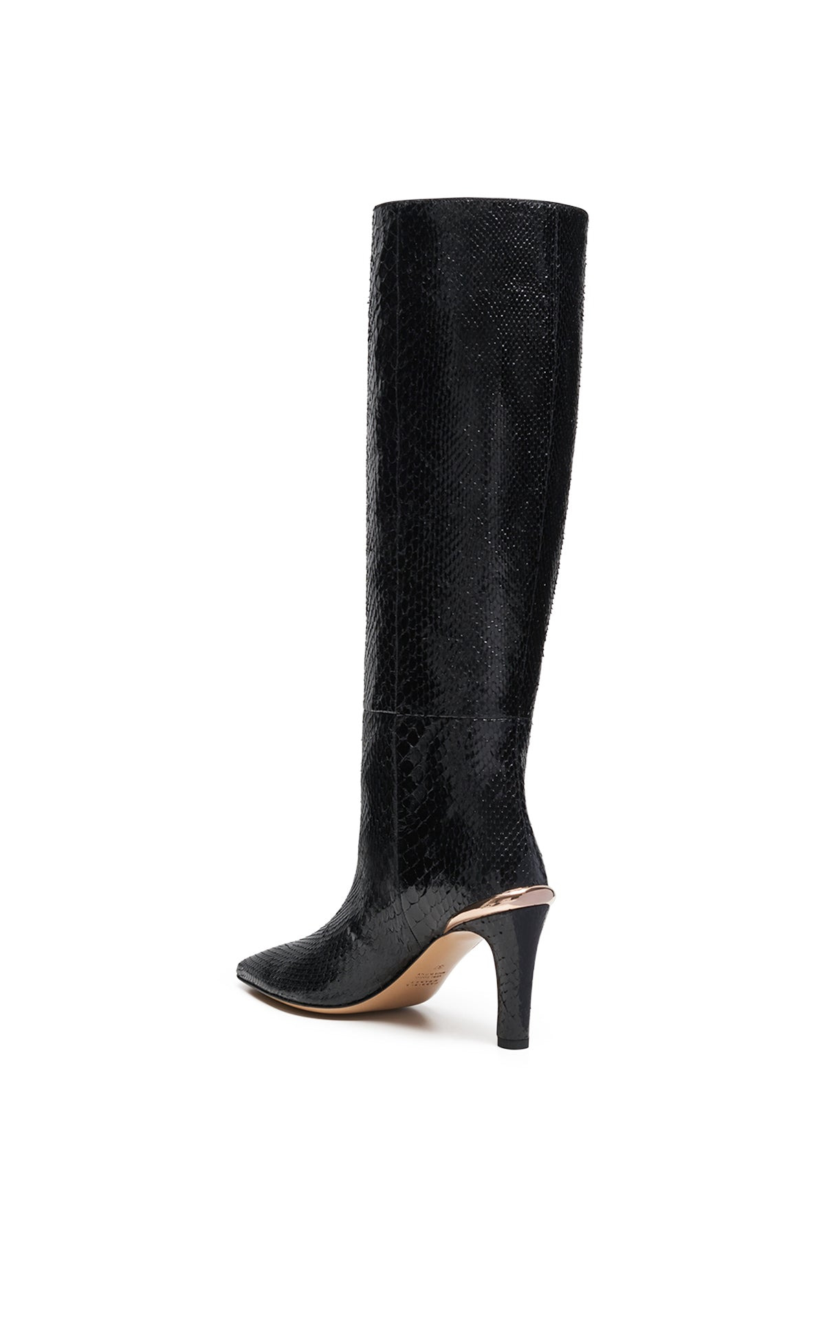Aura Tall Boot in Black Snakeskin - 4
