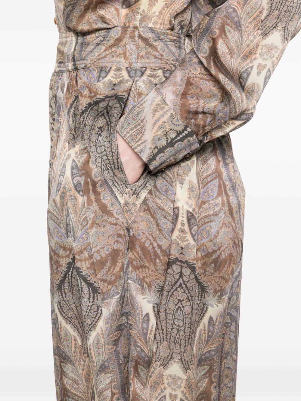 paisley-print pleated trousers - 5
