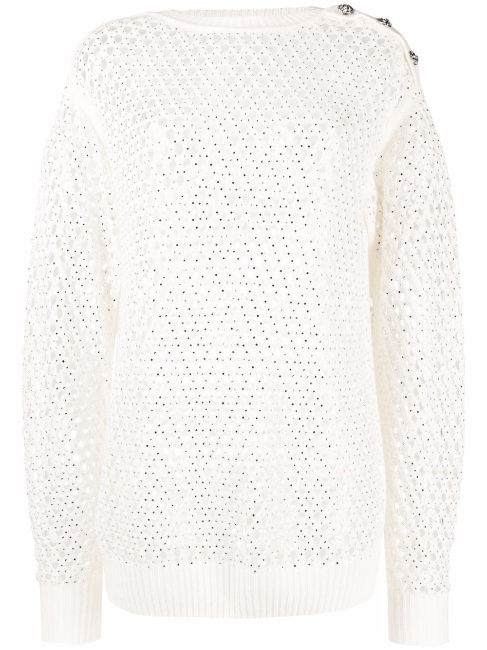 pointelle-knit crystal-embellished jumper - 1