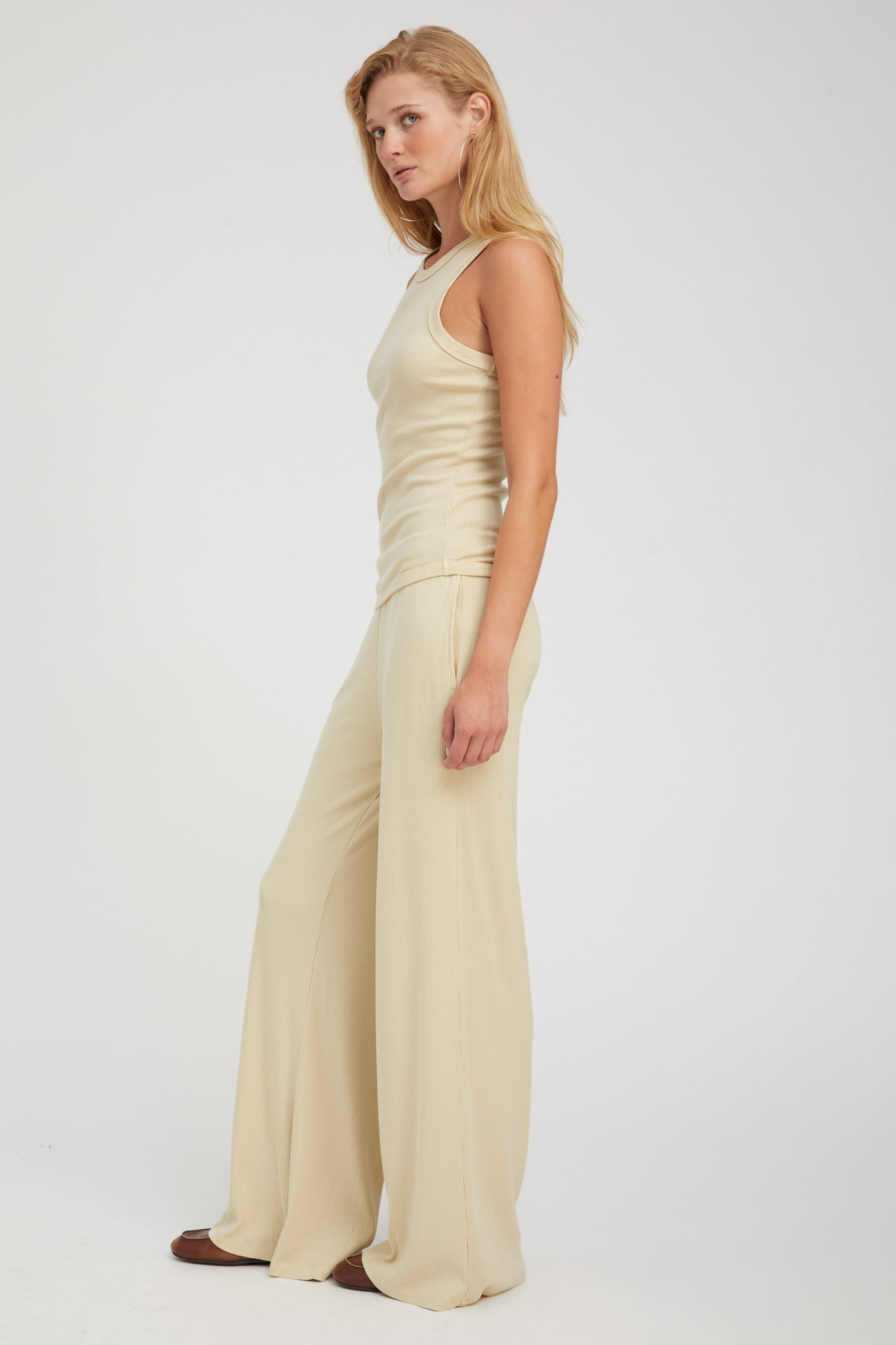 PISTACHIO RIB WIDE LEG PANTS - 4