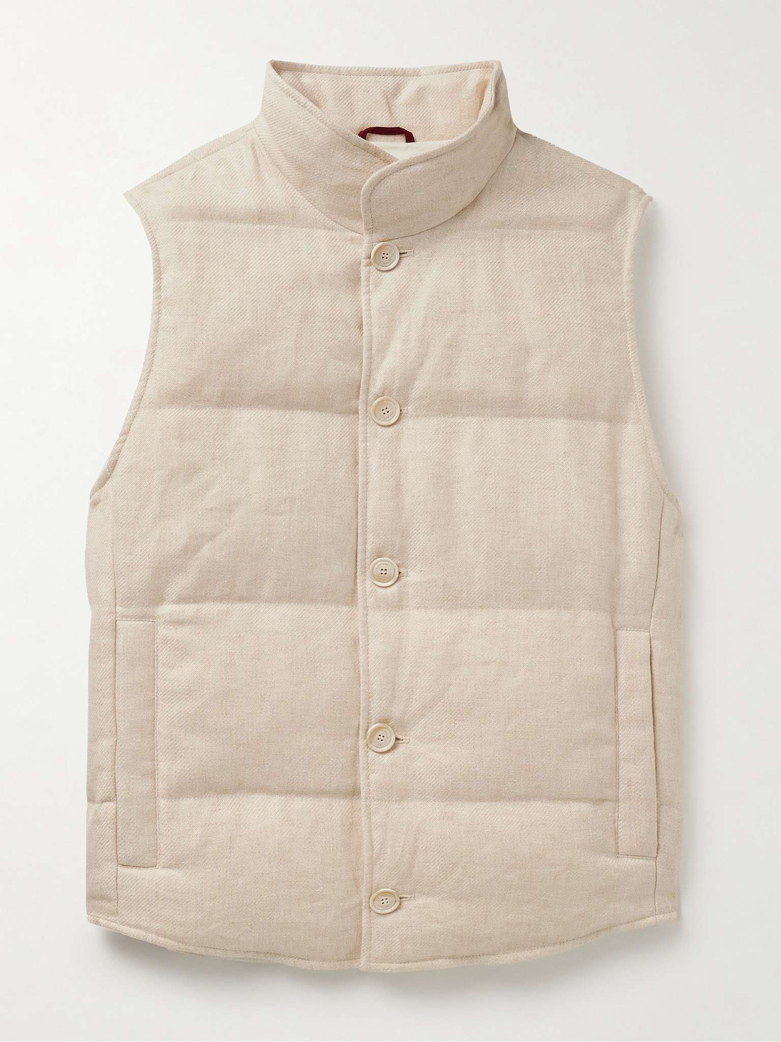 Slim-Fit Quilted Padded Linen, Wool and Silk-Blend Twill Gilet - 1