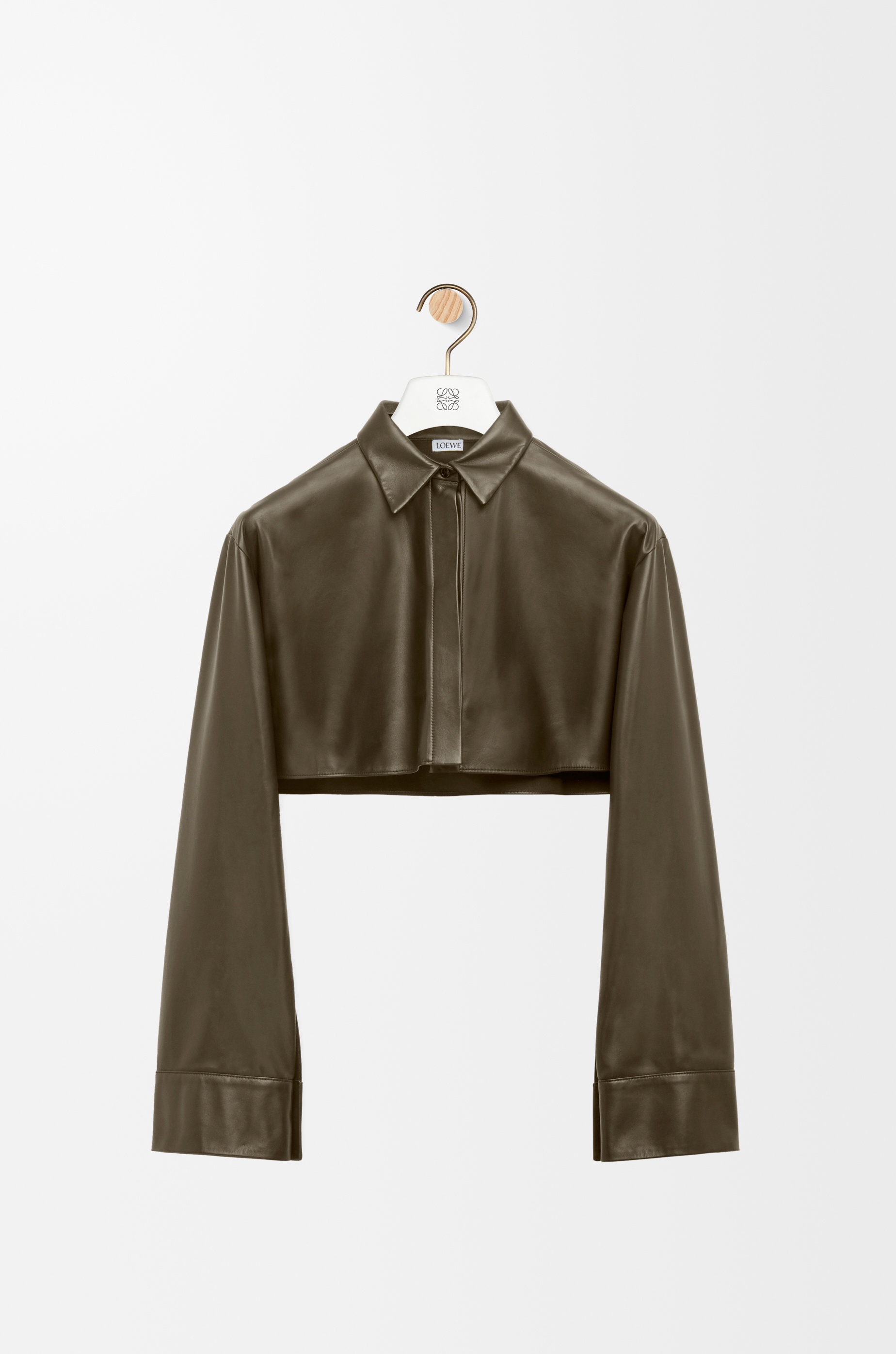 Cropped shirt in nappa lambskin - 1