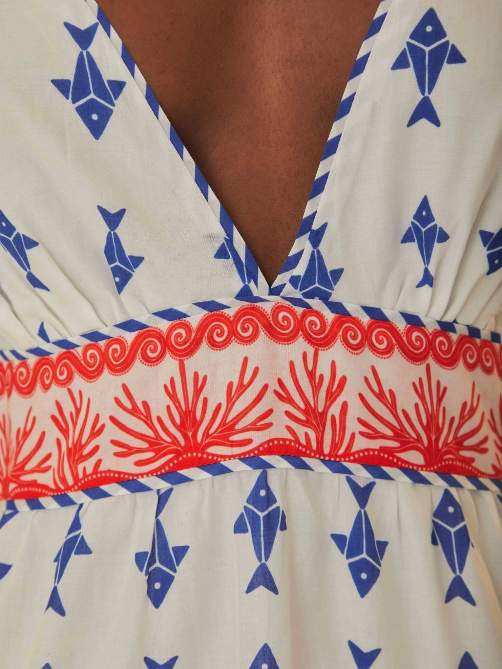 fish-print tiered-design mini dress - 4