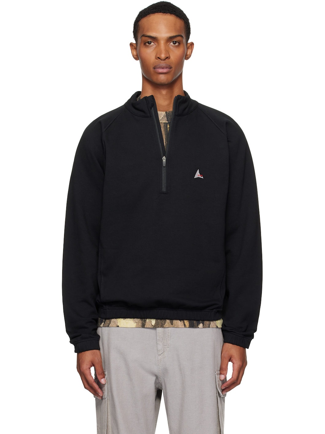 Black Heavy Half Zip Sweatshirt - 1