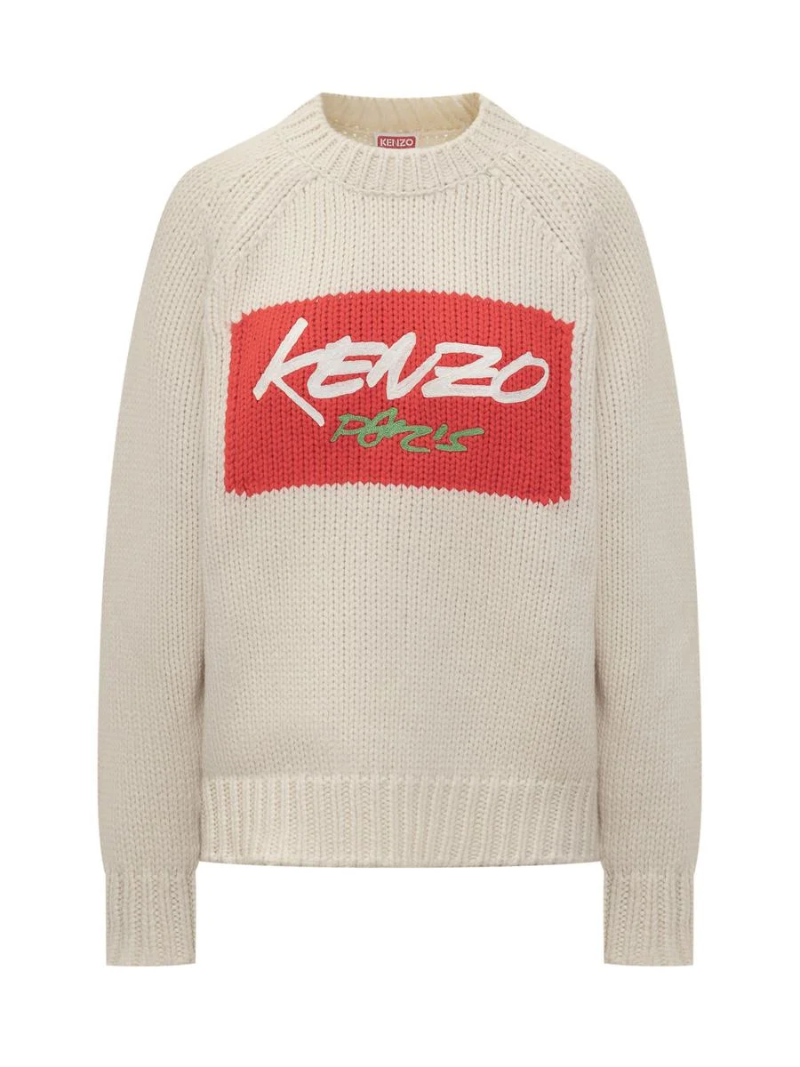 Kenzo Kenzo Ivory Sweater With Red Logo - 1