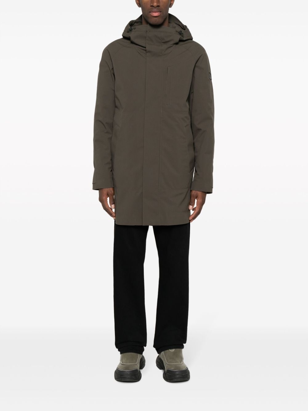 long-line hooded parka coat - 2