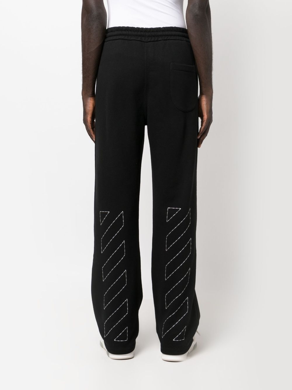 Diag-embroidered cotton track pants - 4