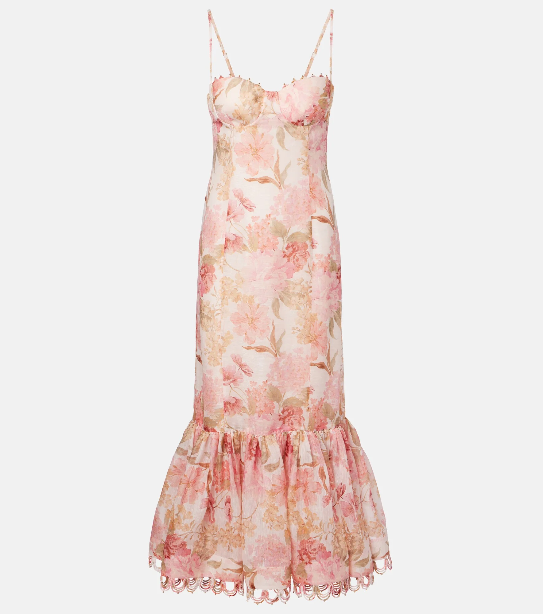 Como floral linen and silk midi dress - 1