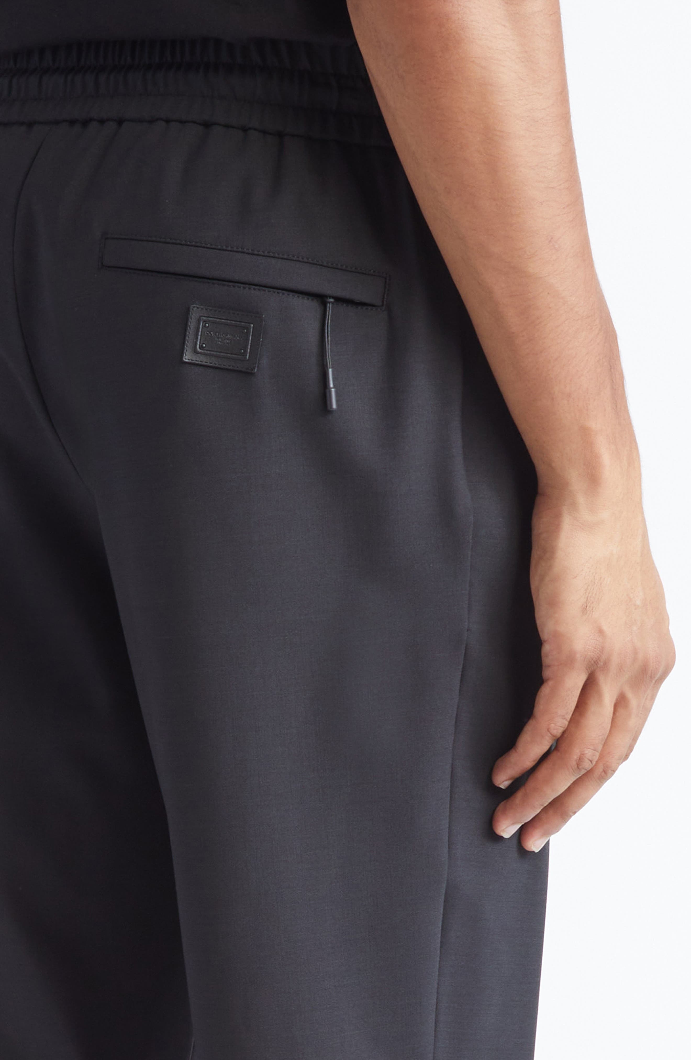 Dolce&Gabbana Drawstring Waist Wool Blend Canvas Pants in N0000 Nero at Nordstrom - 5