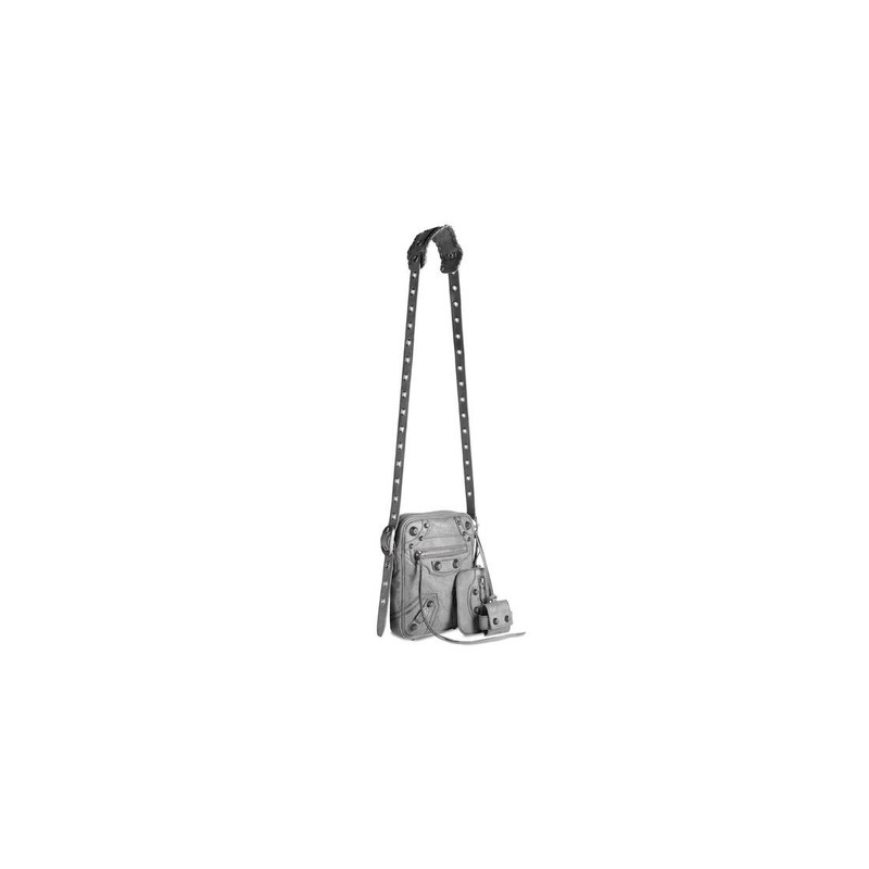 BALENCIAGA Men's Le Cagole Men Crossbody Bag Used Effect in Grey outlook
