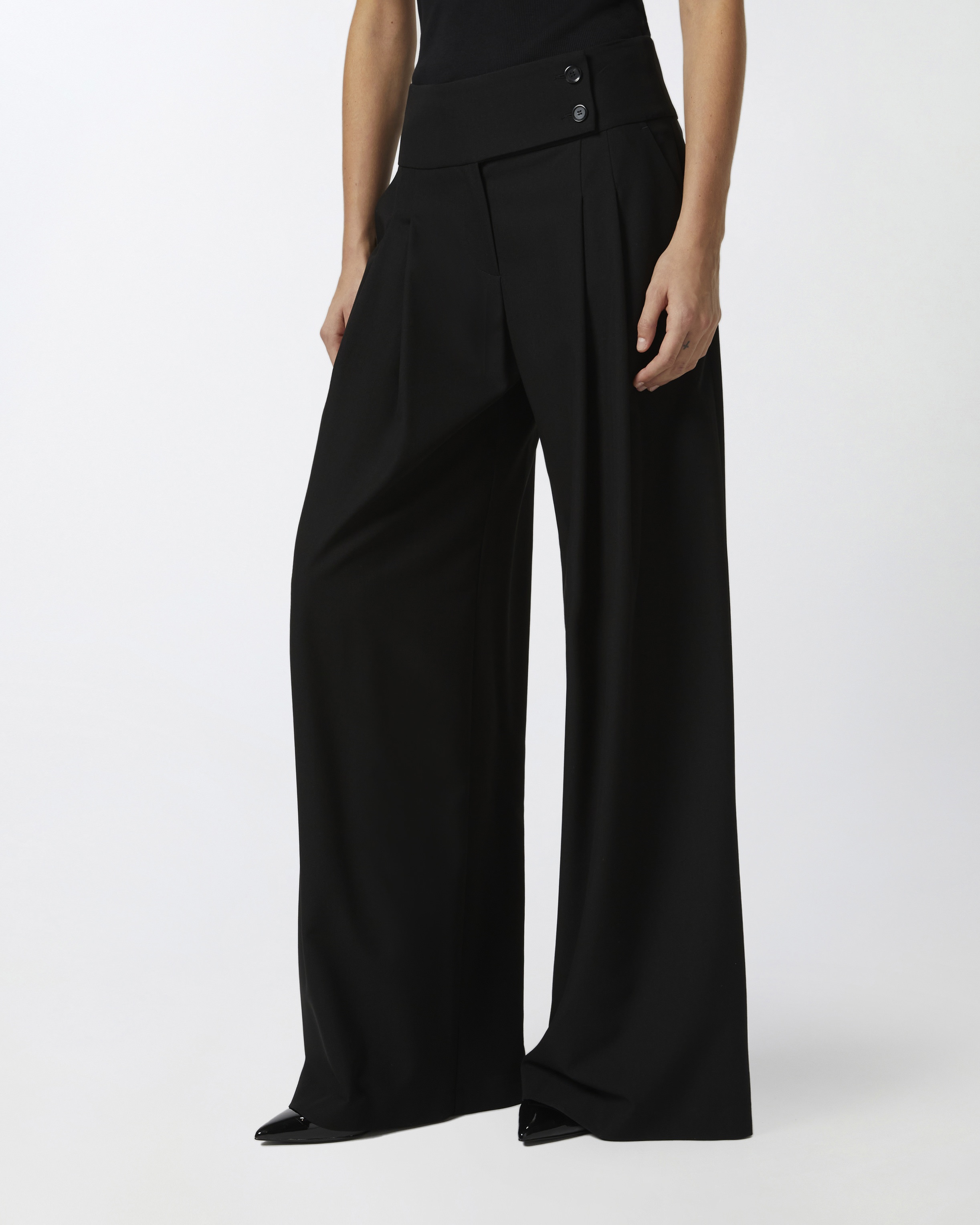 ELEGANT WIDE-LEG TROUSERS WITH DARTS - 3