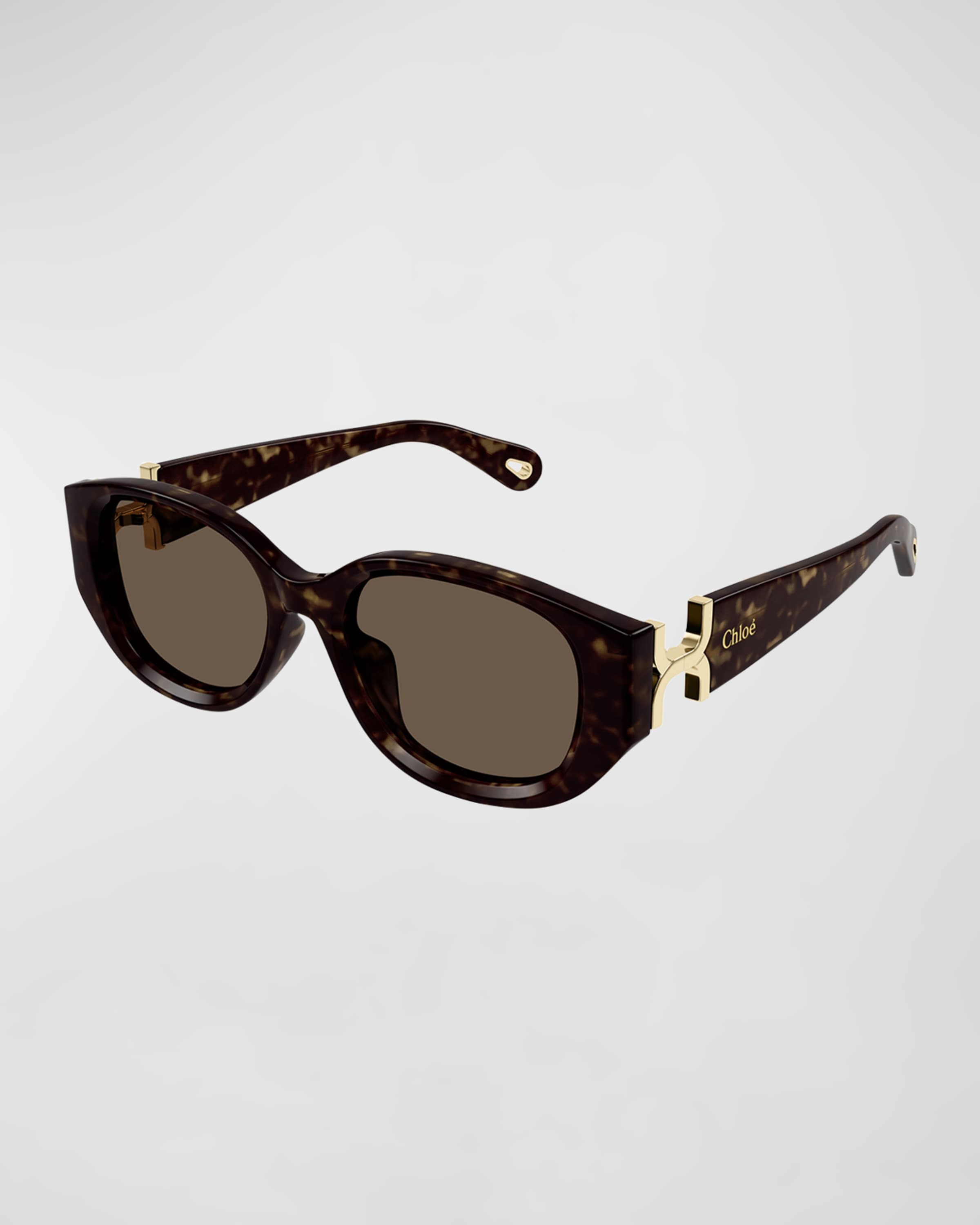 Logo Beveled Acetate Round Sunglasses - 1