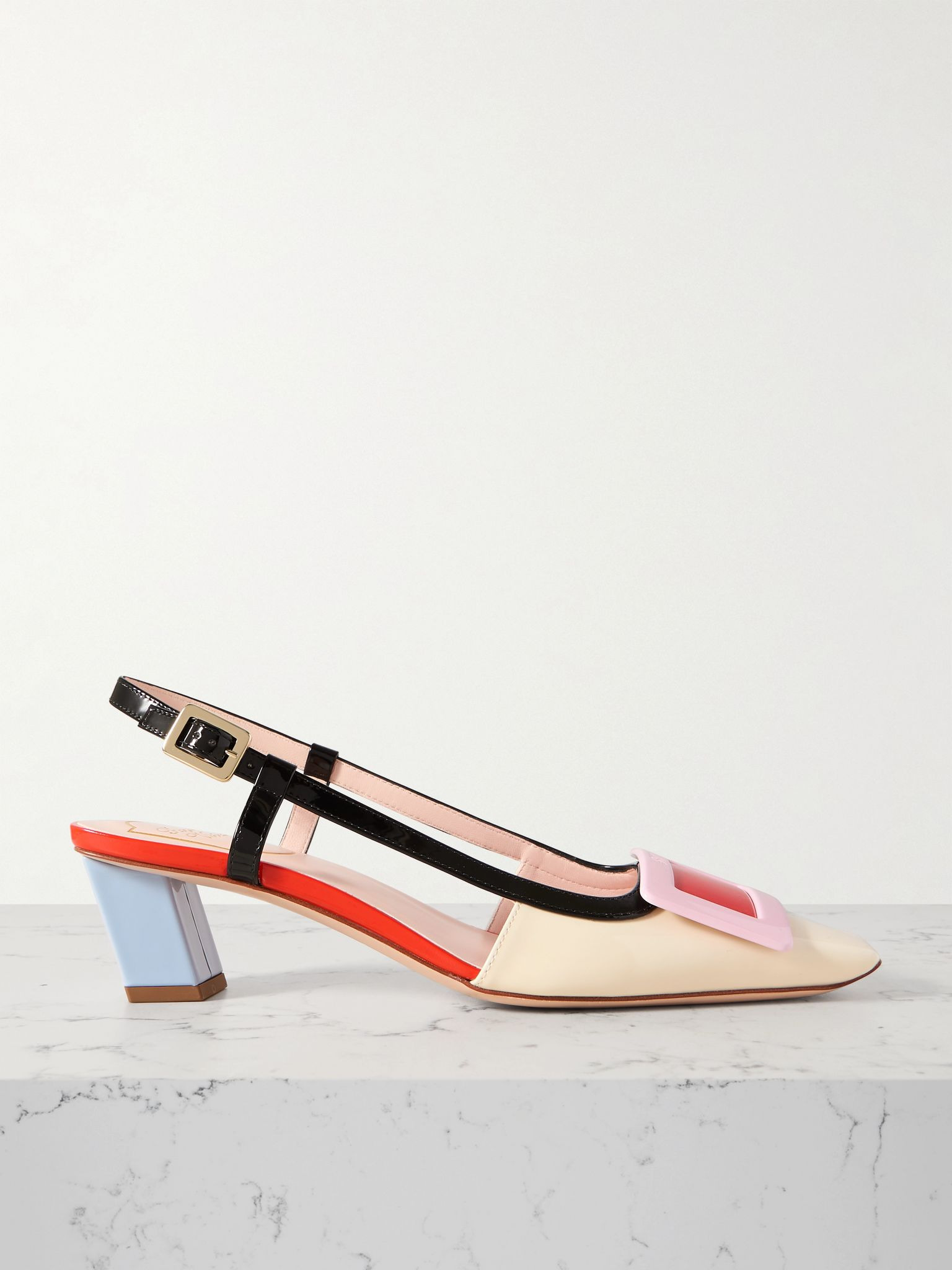 Belle Vivier 45 color-block patent-leather slingback pumps Multi - 1