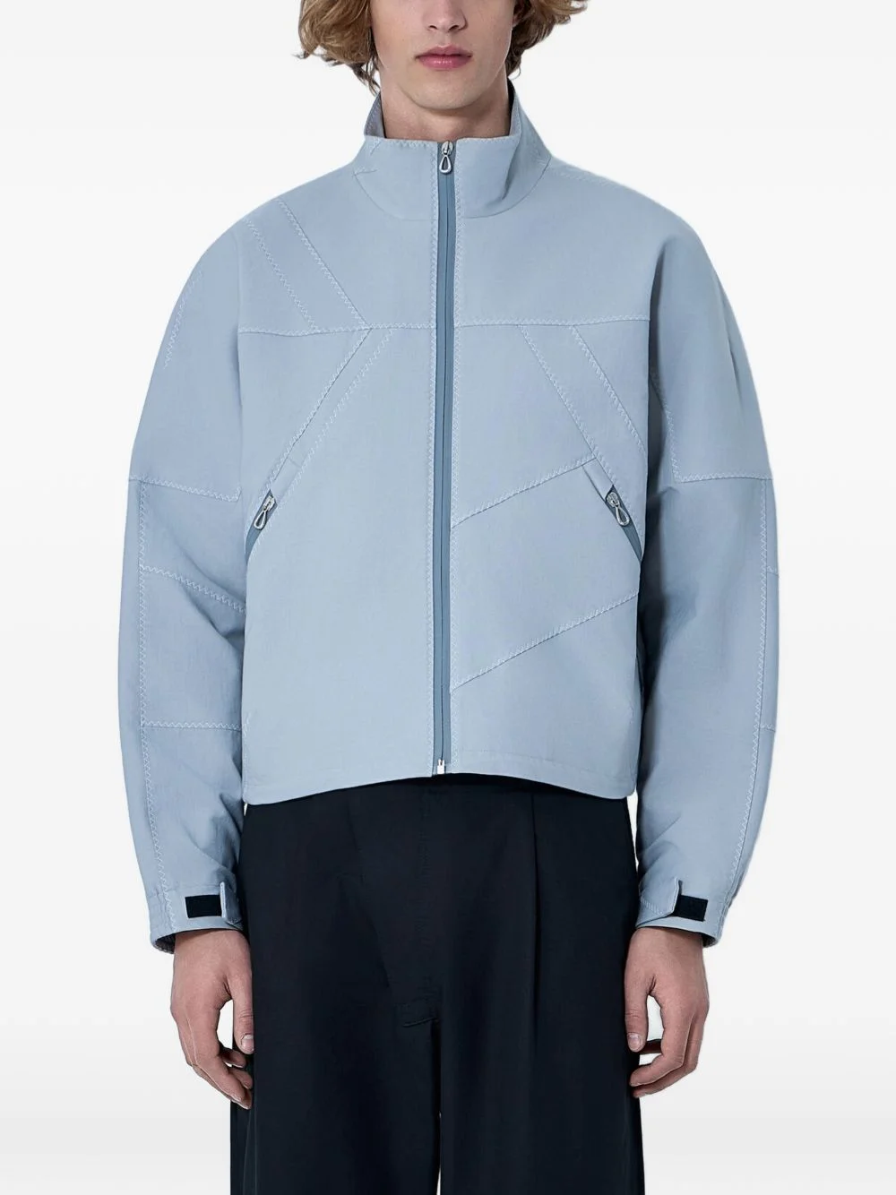 Fosco geometric-stitch high-neck jacket - 1