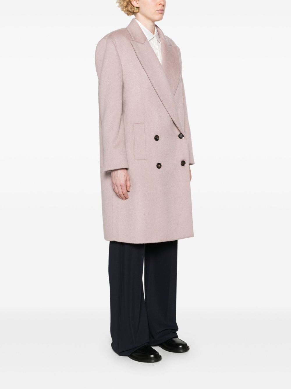 double-breasted cashmere coat - 3
