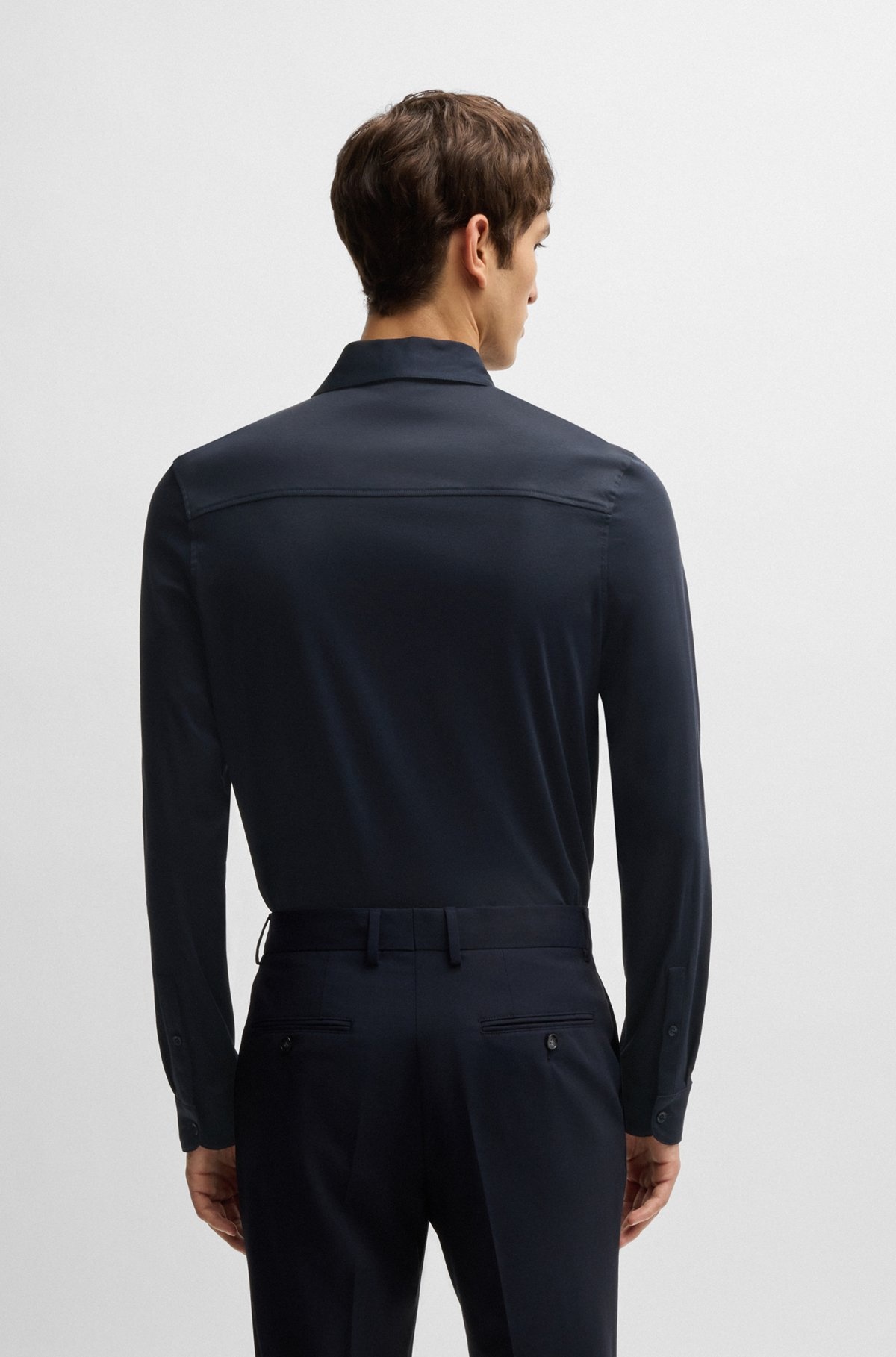 SLIM-FIT LONG-SLEEVED SHIRT IN MERCERIZED COTTON - 5