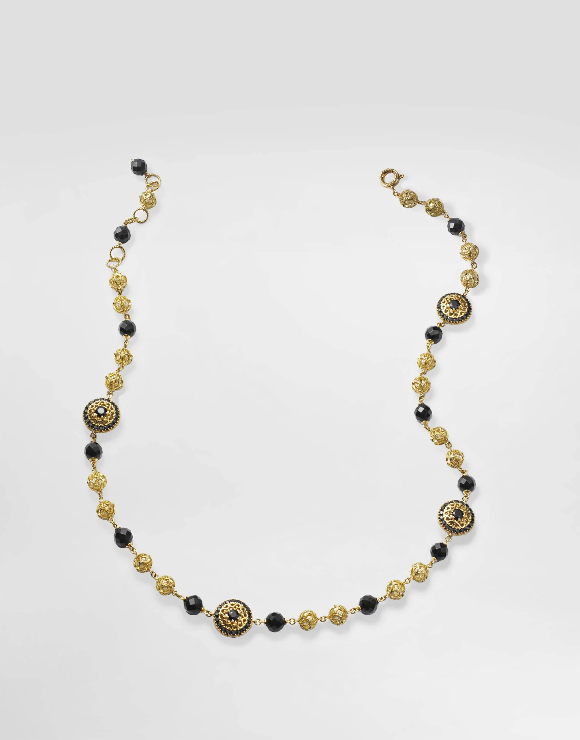 Sicily Necklace 18-carat yellow gold, black sapphires and black jade - 1