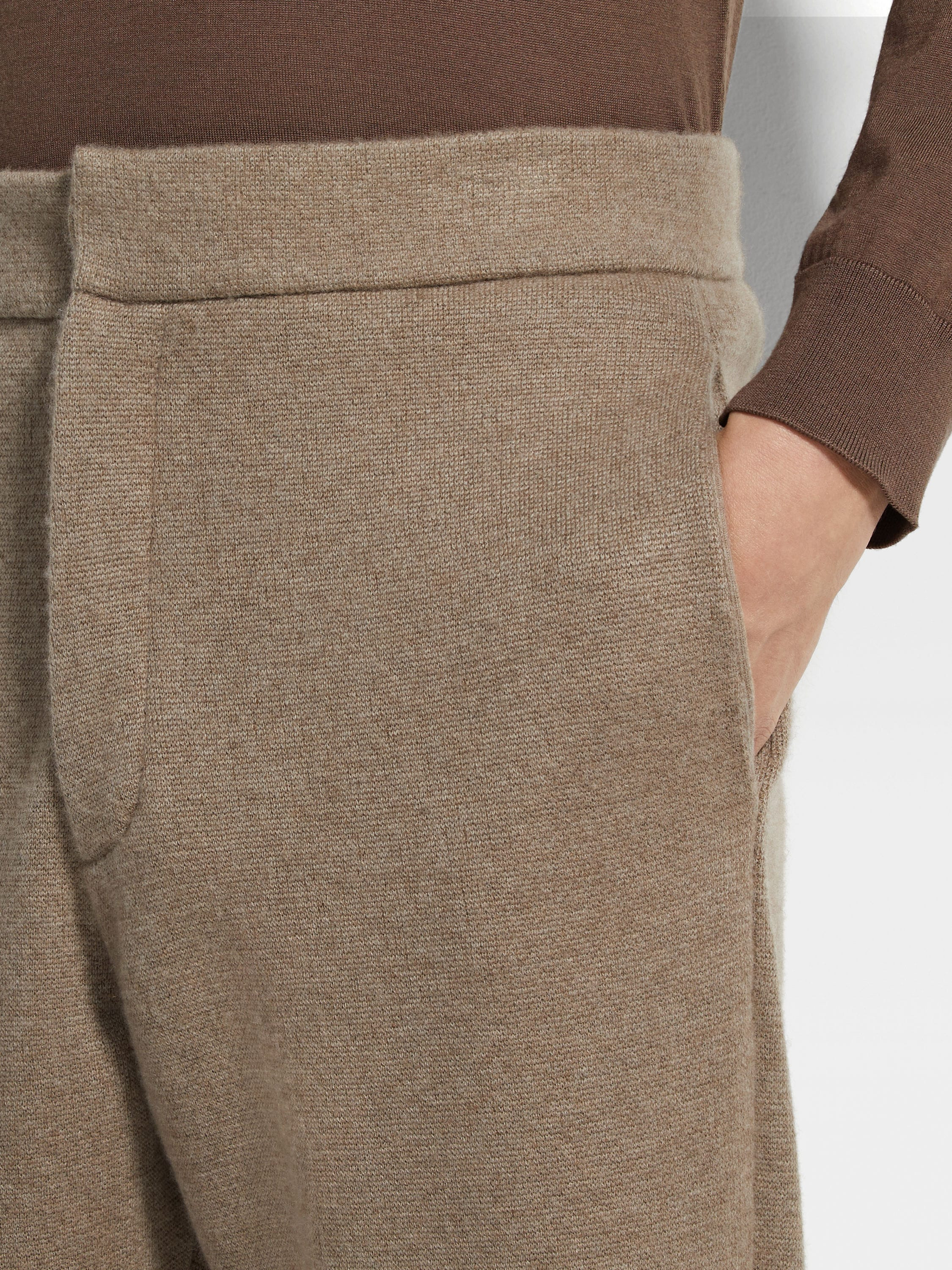 LIGHT TAUPE MÉLANGE OASI CASHMERE PANTS - 2