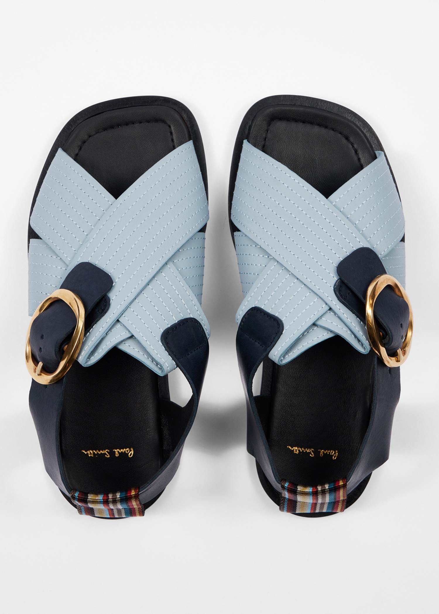 Women's Light Blue 'Merle' Leather Cross Strap Sandals - 5