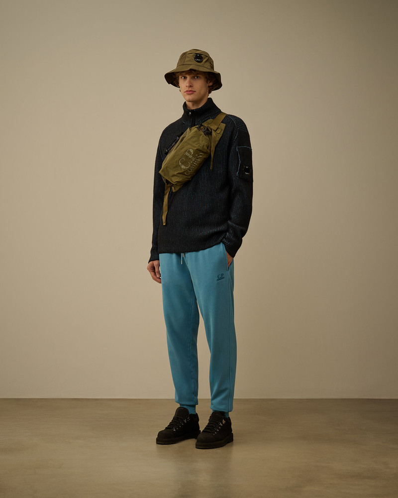 C.P. Company Brushed and Emerized Diagonal Fleece Logo Sweatpants outlook