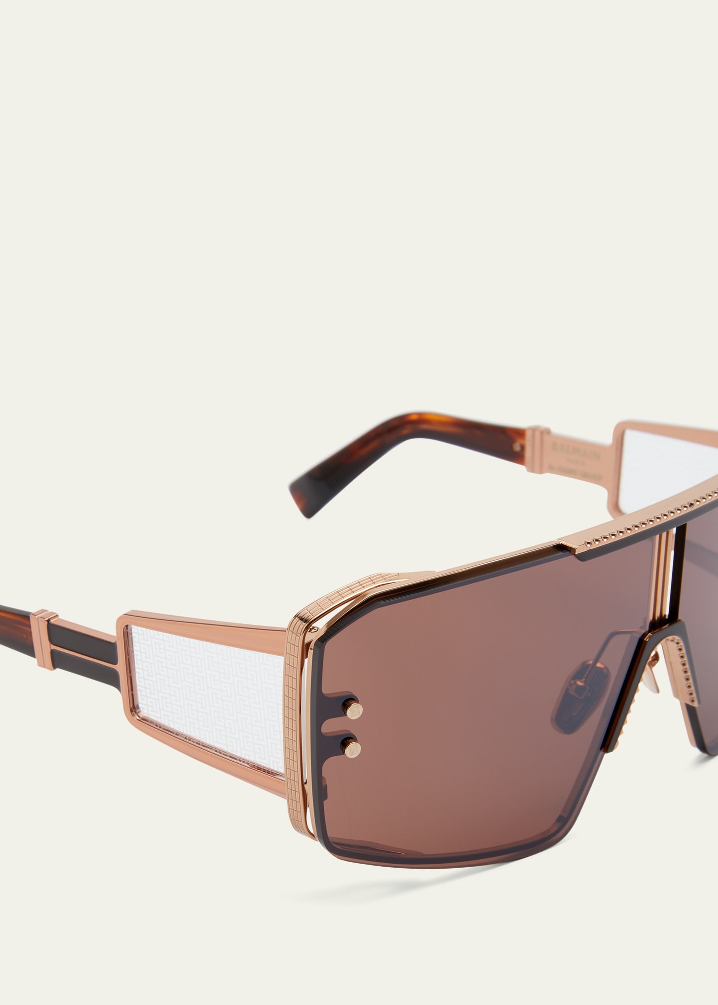 Le Masque Brown Titanium & Acetate Shield Sunglasses - 4