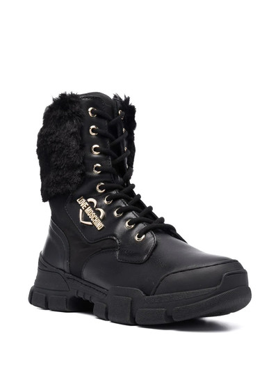 Moschino fur panel lace-up boots outlook