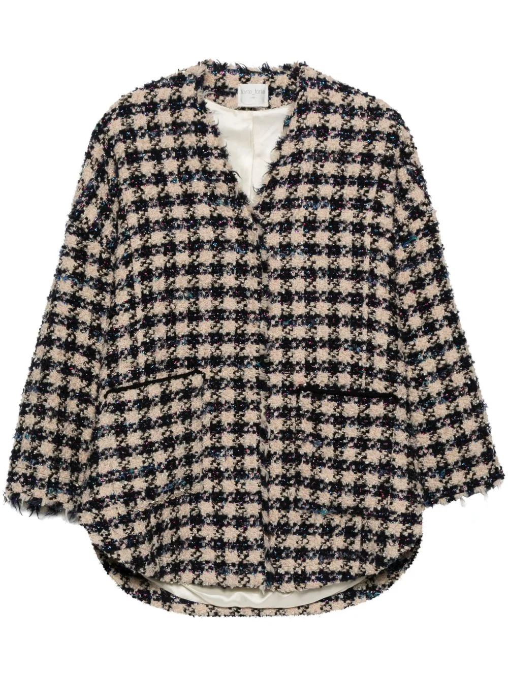 check-pattern tweed coat - 1